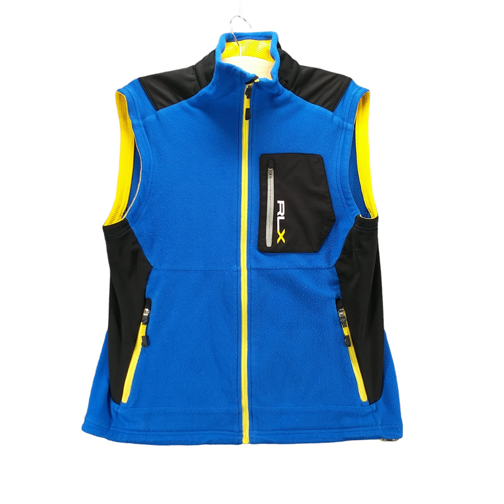 Ralph Lauren RLX Men's Zip Up Fleece Vest Blue Black Medium Zipped Pockets